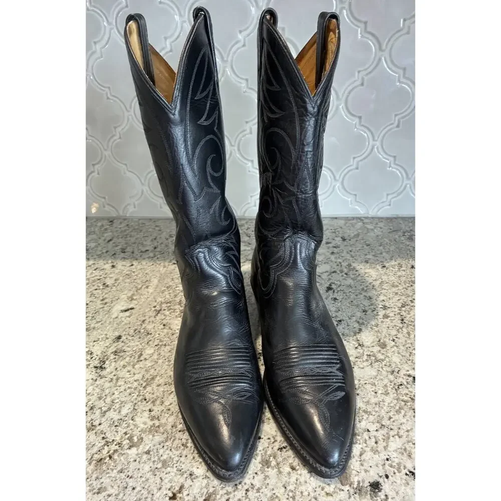 Vintage Mens Acme 16105 Black Cowboy Boots Size 10 D